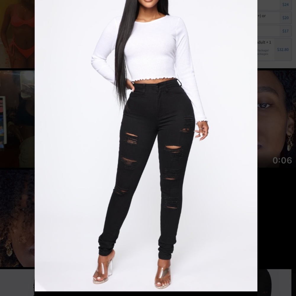 High-waisted Fashion Nova ripped black jeans